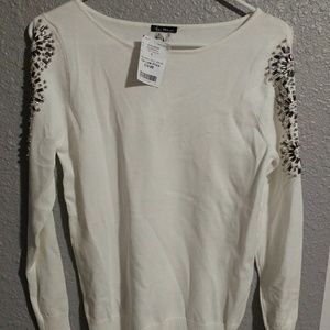 White Studded Cold Shoulder Top